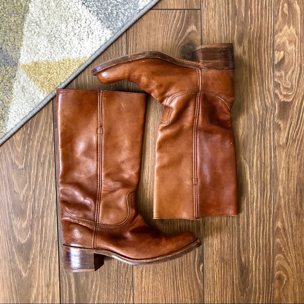 Frye Vintage Cognac Leather Campus Boots